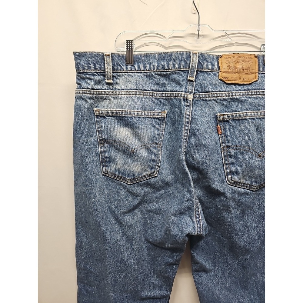 Vintage Levi's Mens 90s 505 Blue Denim Jeans USA Orange Tab Straight Leg 42x30 - Picture 12 of 16